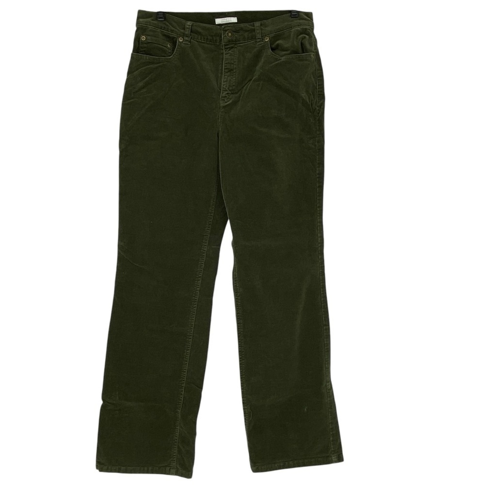 Charter Club laura fit olive green fine corduroy soft straight leg pants sz 6